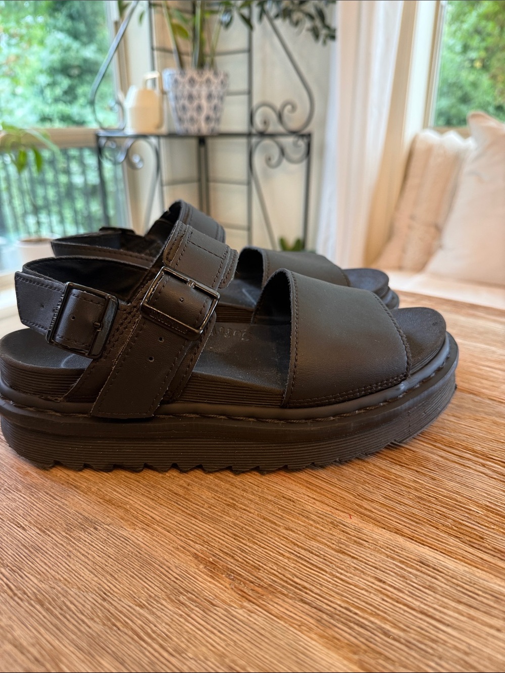 Dr. Martens Voss Black Platform Sandals with Buckle Straps - Picture 2 of 8